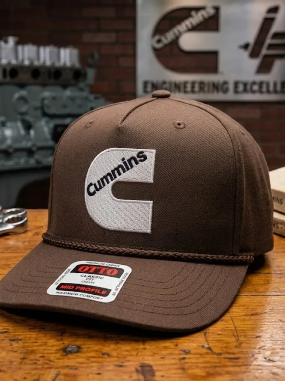 Cummins Diesel Turbo Logo Embroidered Brown OTTO Rope Hat Snapback Cap New Engin